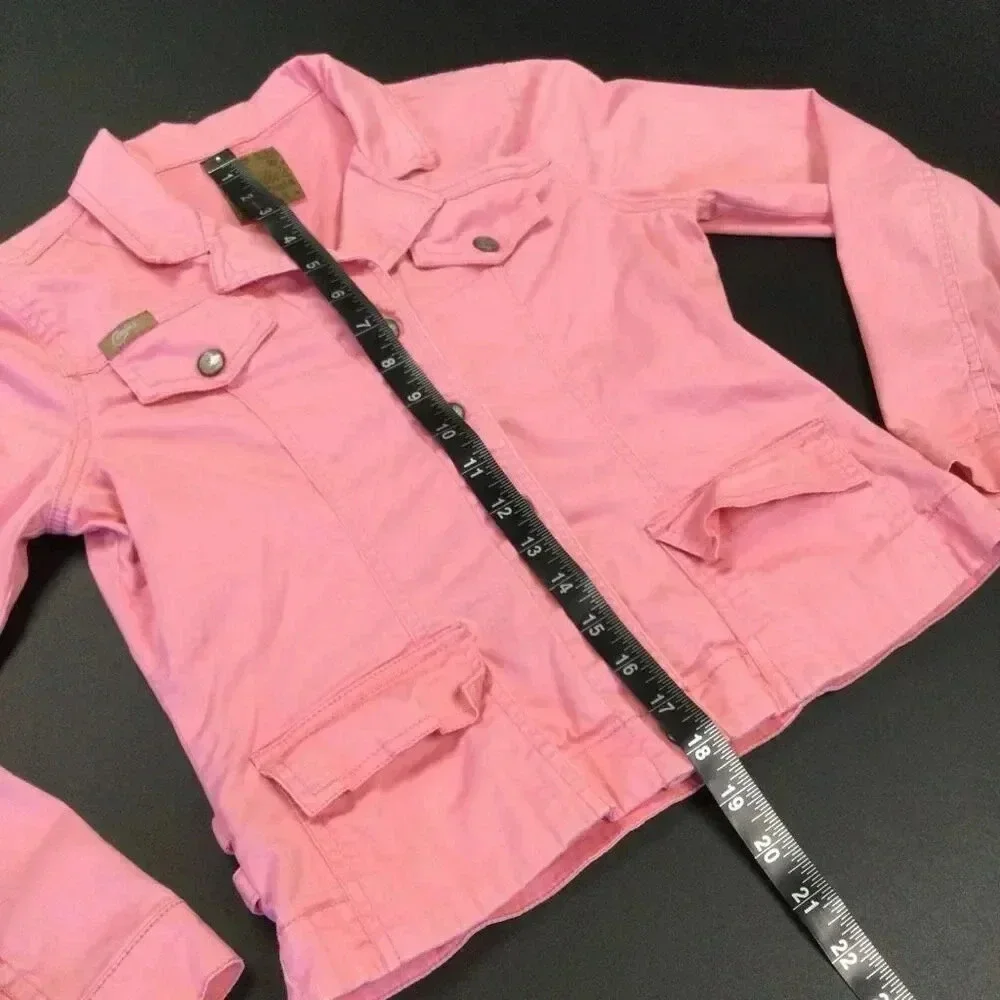 Candies Girls‎ Kids Pink Long Sleeve Pockets Collared Button Down Jacket Size XL